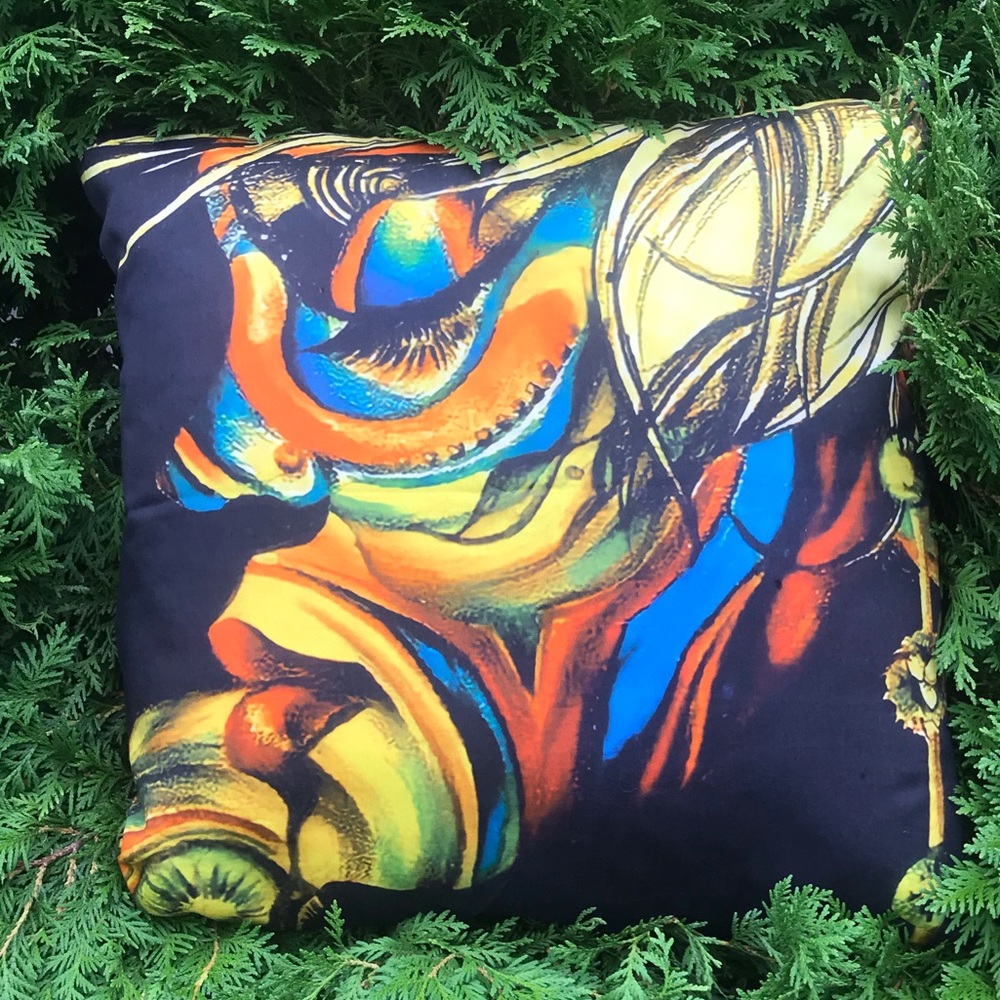 I Dream In Color Hand Painted Decorative Pillow - Picture 2 of 3